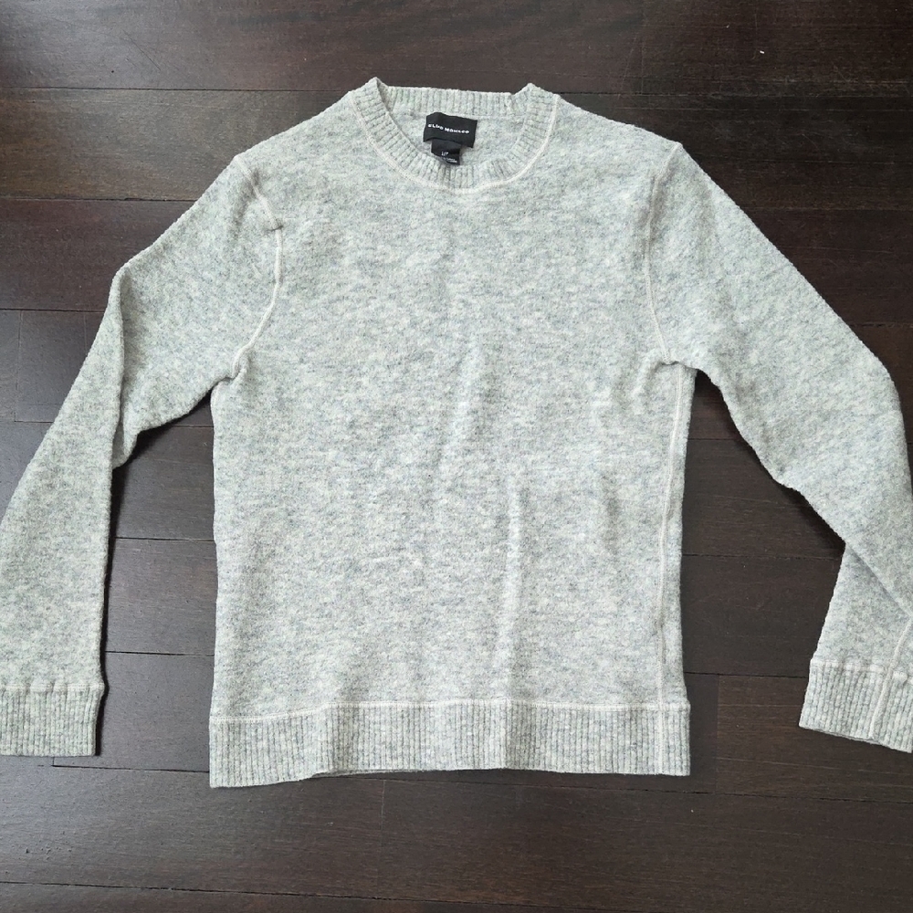 MEN'S GREY CLUB MONACO MERINO WOOL PULLOVER SWEATER $120 TONAL STITCHING
